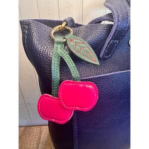 Cherries Bag Charm Dark Pink Cherry Purse Charm Fruit Keychain Flair NEW